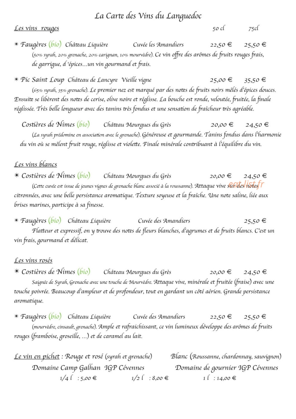 Auberge du Chanet — carte page 6