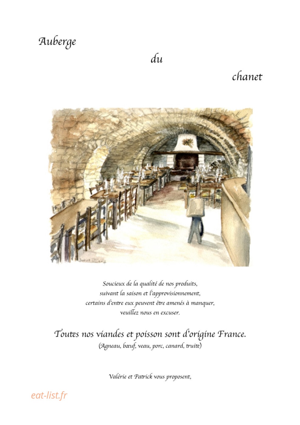 Auberge du Chanet — carte page 1