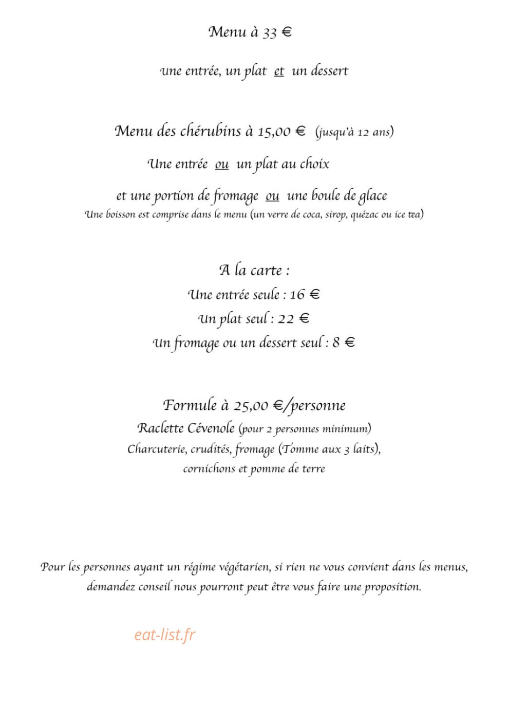Auberge du Chanet — carte page 3