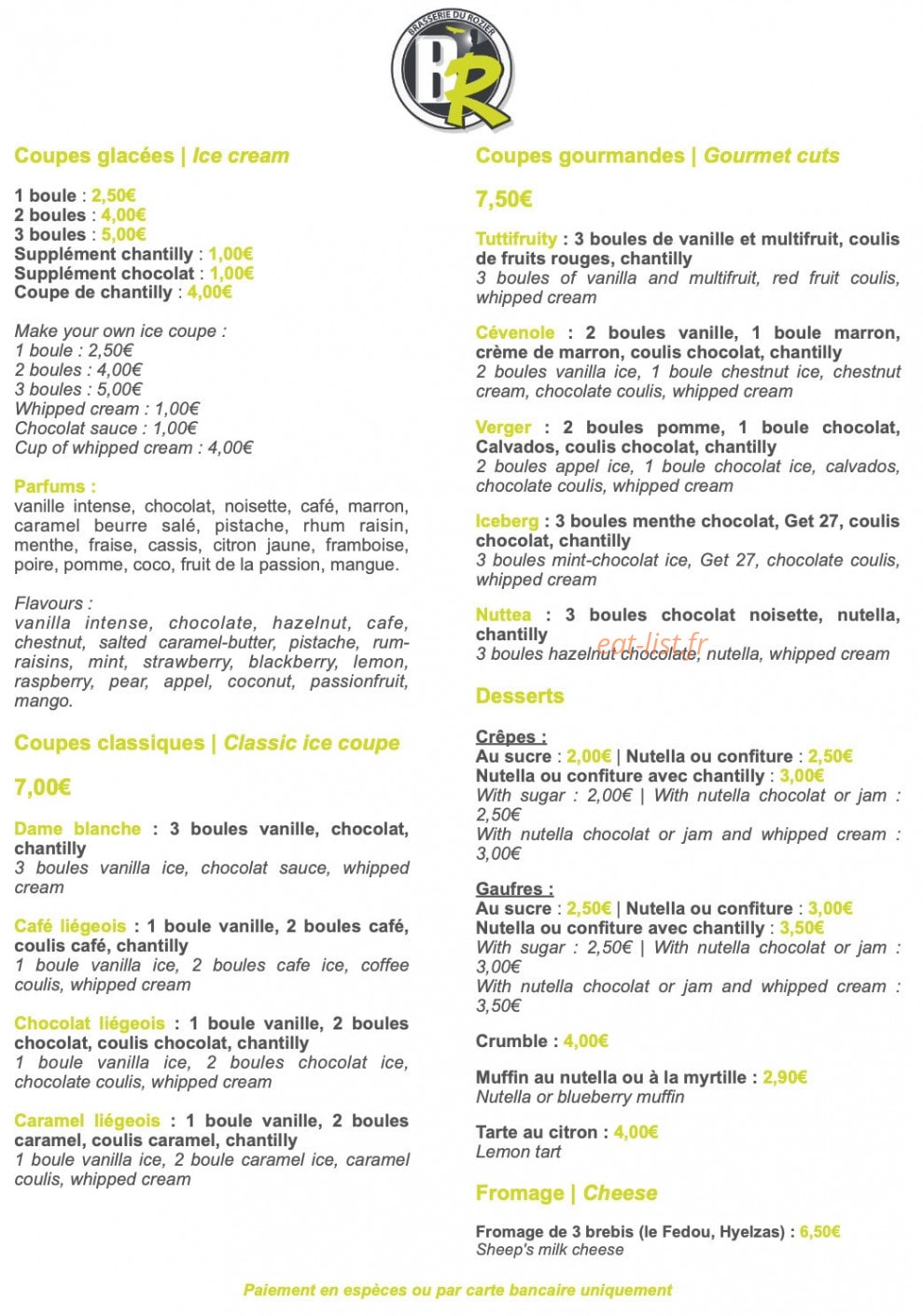 Brasserie du Rozier — carte page 2