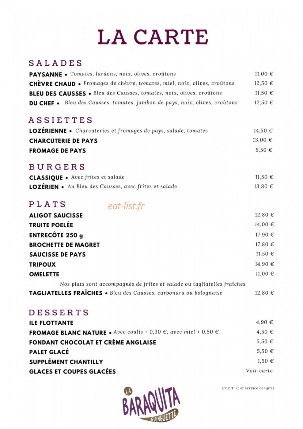 La Baraquita — carte page 1