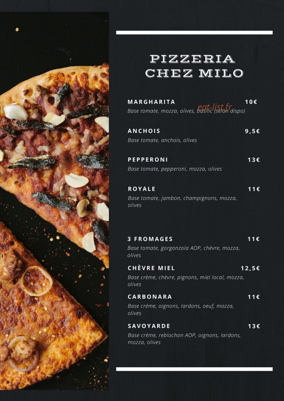 Chez Milo — carte page 1