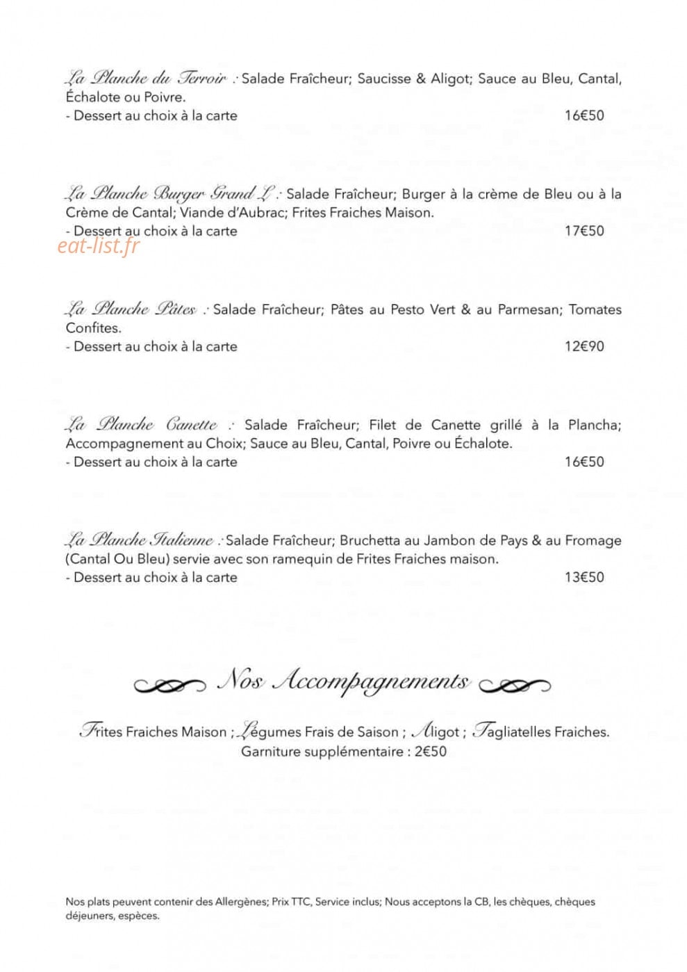 Brasserie le grand L — carte page 2