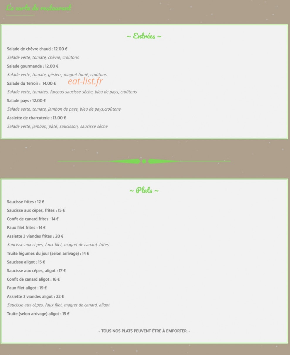 Chez Alex — carte page 1