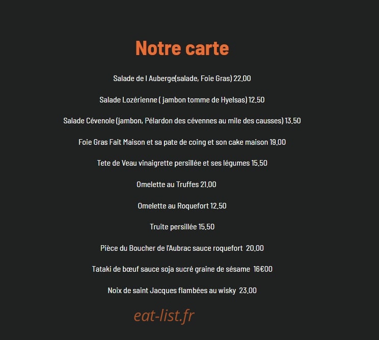 Auberge de la Cascade — carte page 7