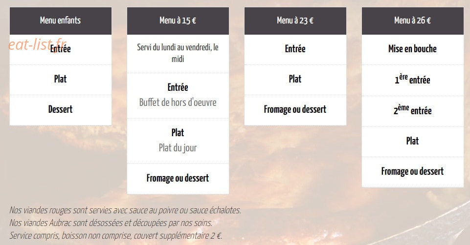 L'Auberge de la Grive — carte page 1
