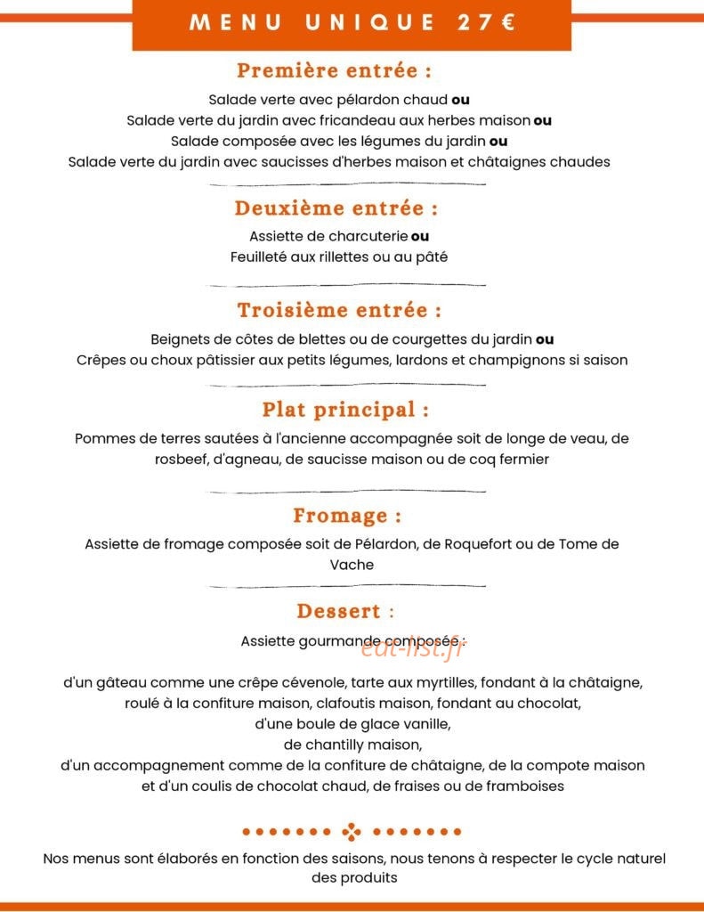 Le Cantou du Poncet — carte page 1