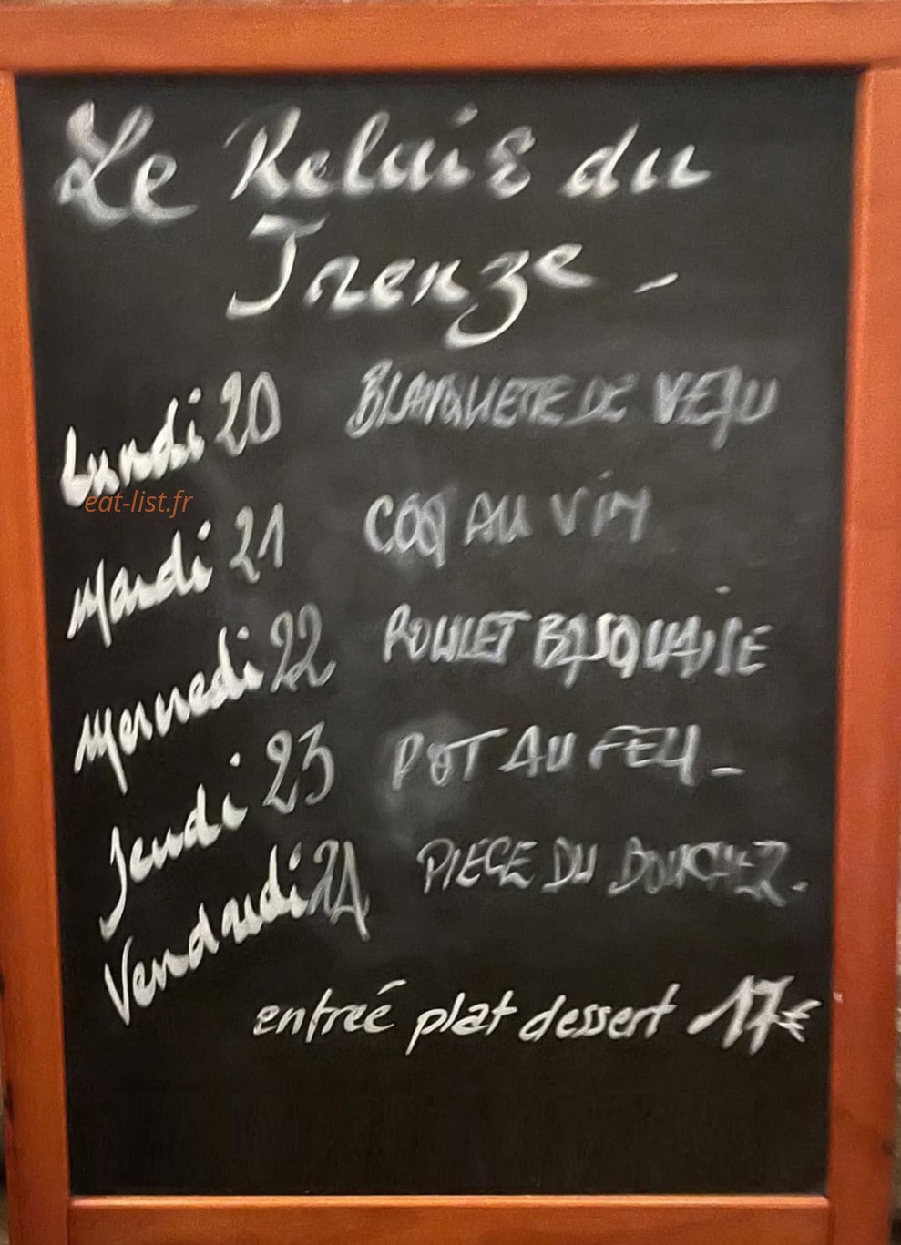 Le Relais du Trenze — carte page 1