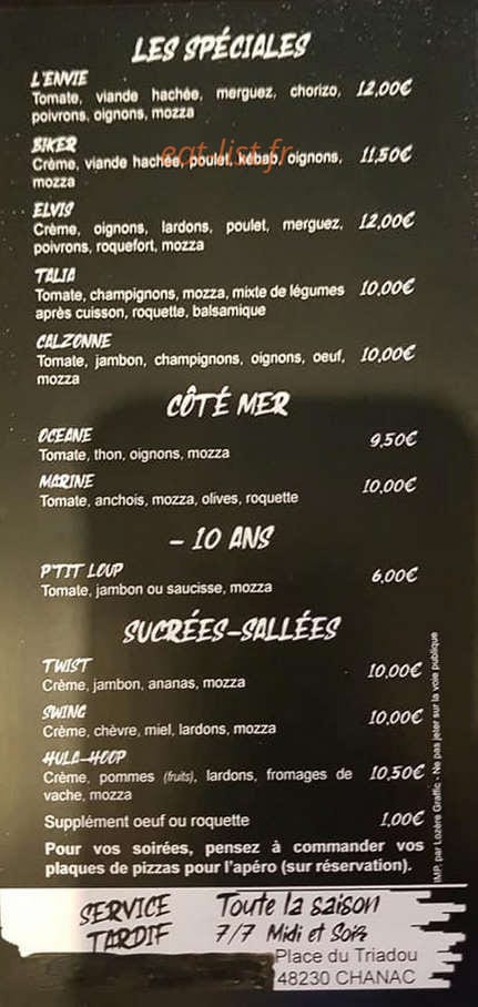 Pizzarock — carte page 2