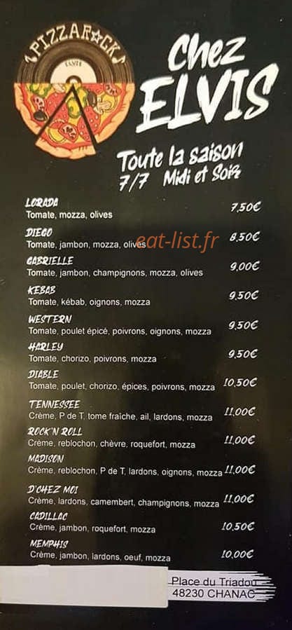 Pizzarock — carte page 1