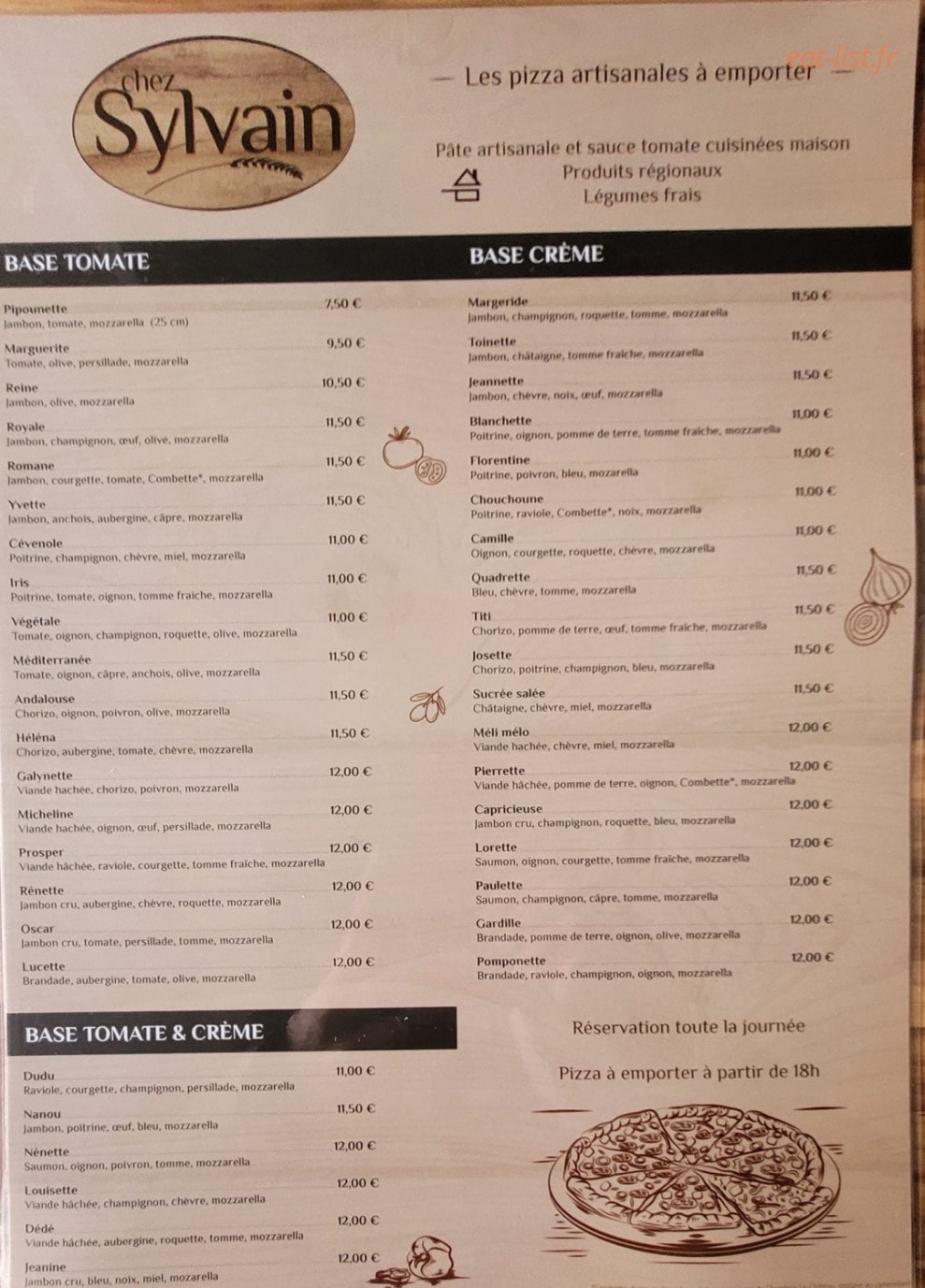 Chez Sylvain — carte page 1