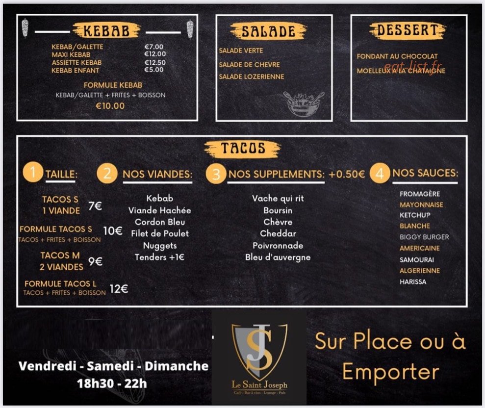 Le Saint Joseph — carte page 1