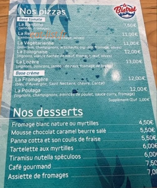 Le Bistrot Du Lac — carte page 2