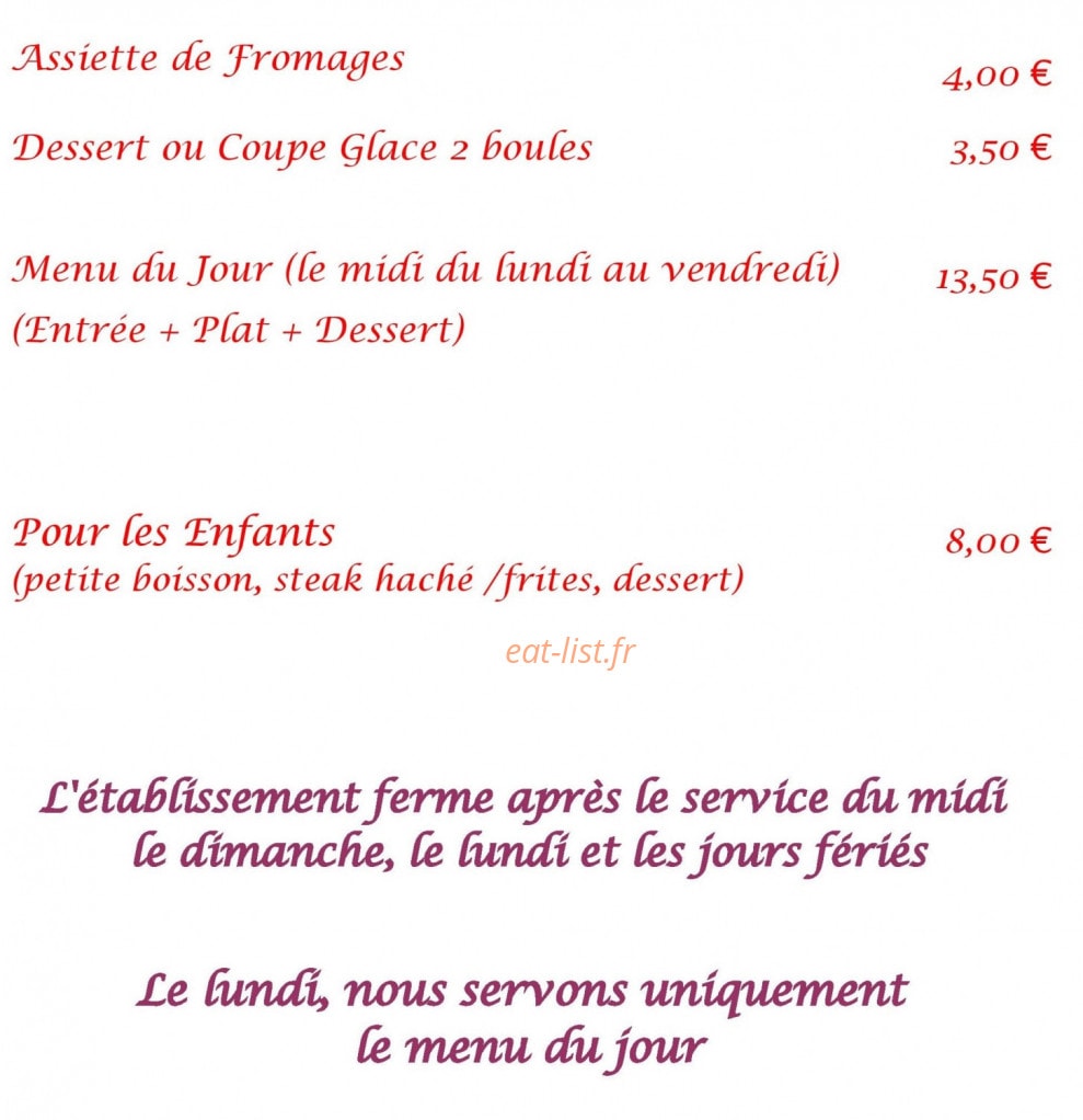 La Table Fournelaise — carte page 4