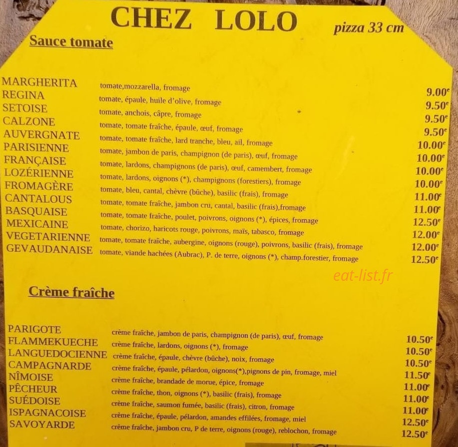 Chez Lolo — carte page 1