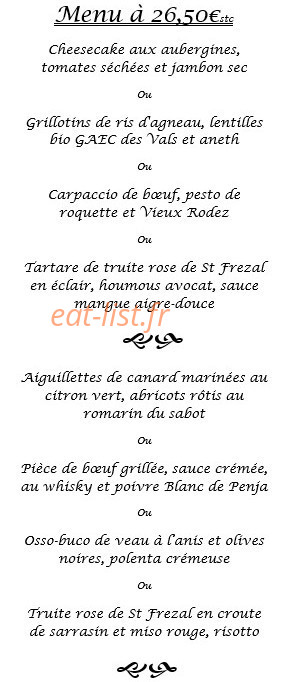 Restaurant de booz — carte page 1