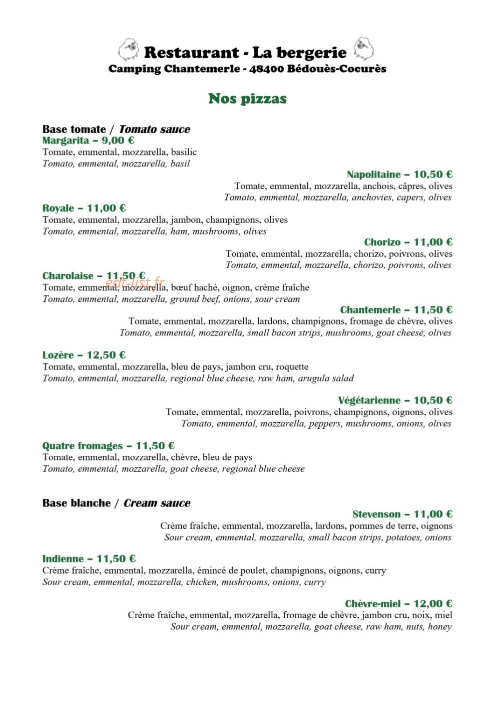 La Bergerie — carte page 1