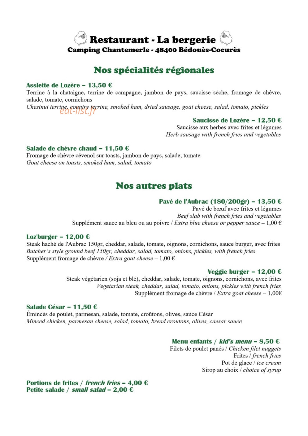 La Bergerie — carte page 2