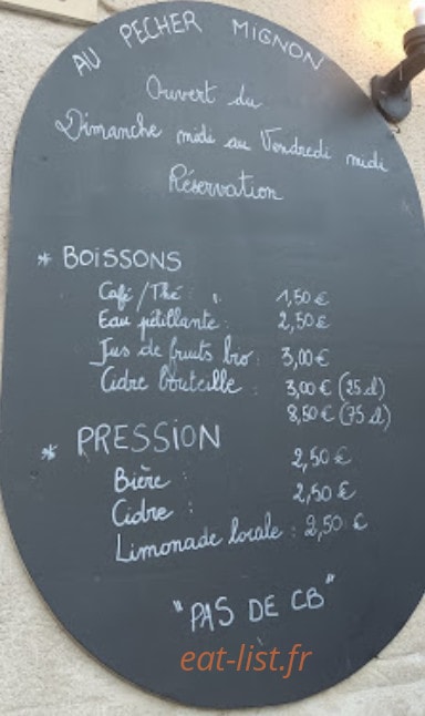 Au Pécher Mignon — carte page 2