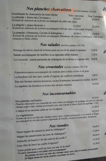 Chez Les Paysans — carte page 1
