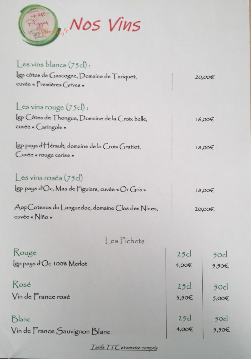 Fast Pizzas — carte page 5