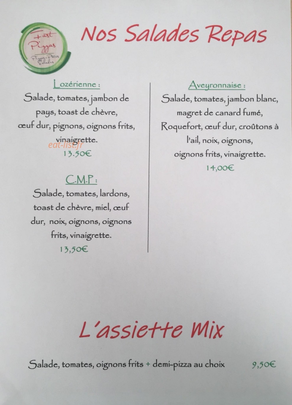 Fast Pizzas — carte page 4