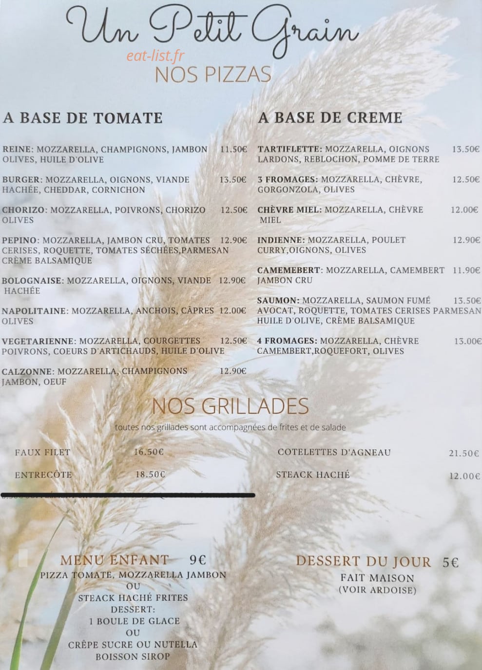 Un Petit Grain — carte page 1