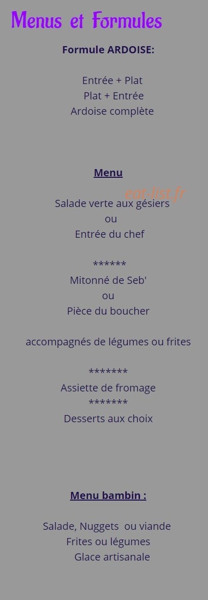 Auberge du vieux Tilleul — carte page 1