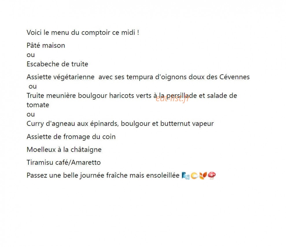 Le Comptoir de la Régordane — carte page 1