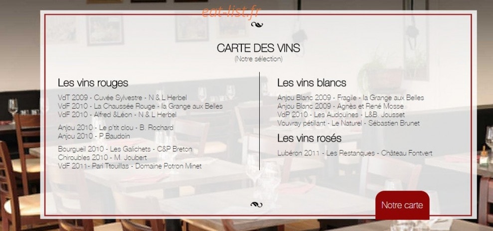 Au p’tit resto — carte page 2