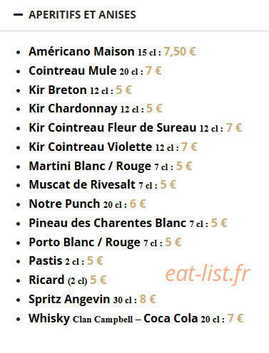 Bistrot des Ducs — carte page 3