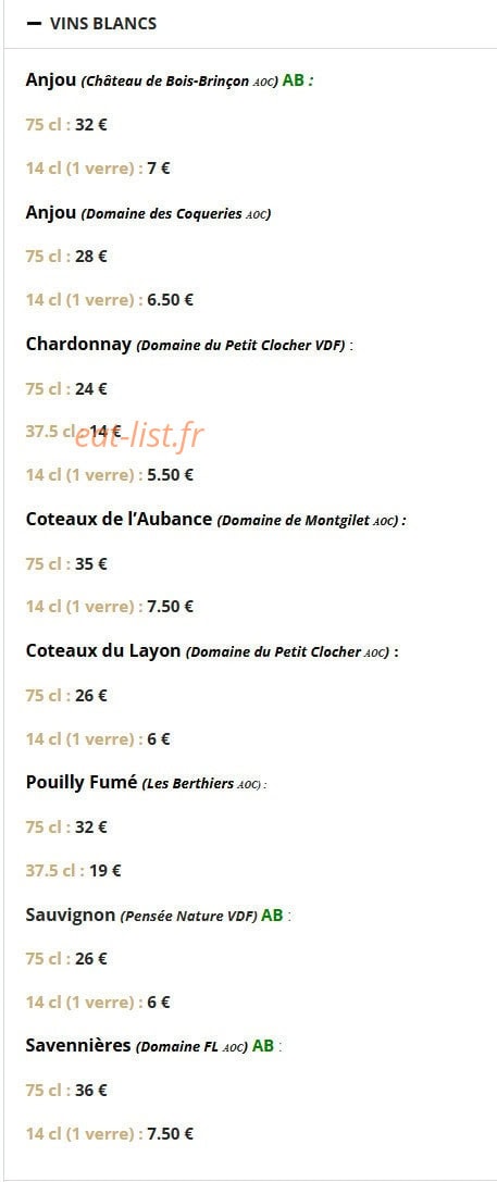 Bistrot des Ducs — carte page 8