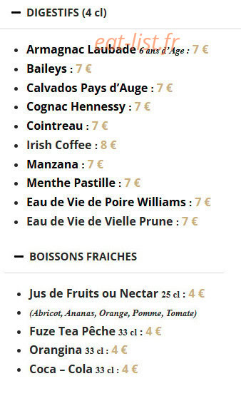 Bistrot des Ducs — carte page 5