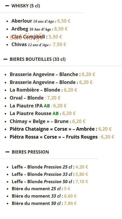 Bistrot des Ducs — carte page 4