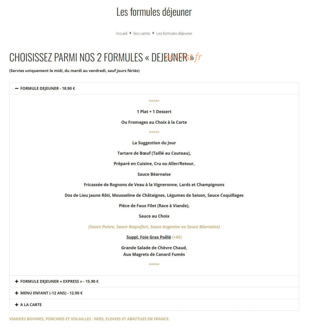 Bistrot des Ducs — carte page 2