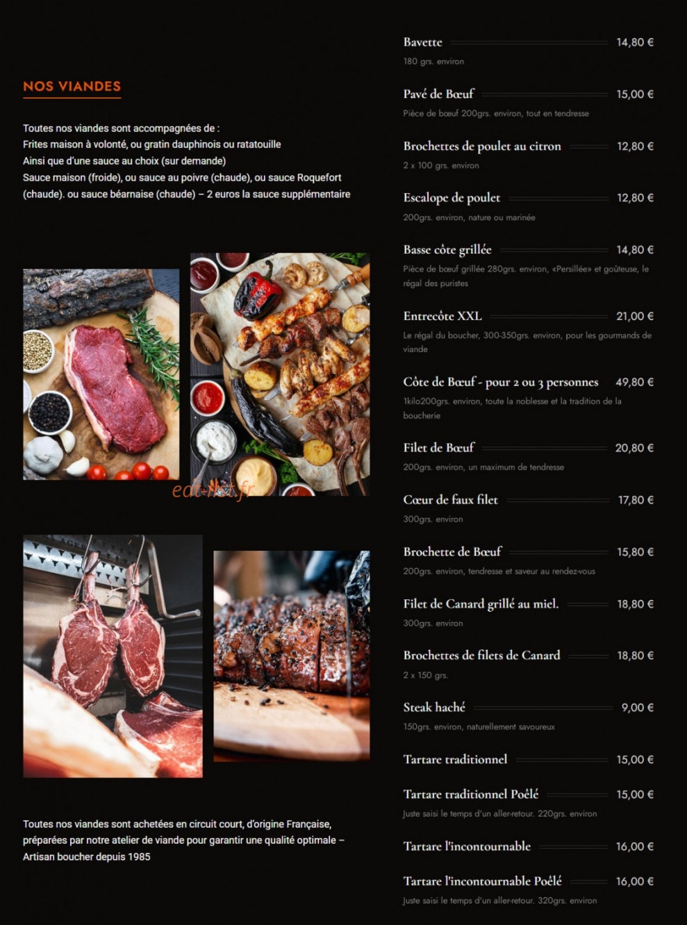 Bistrot Vincent — carte page 1