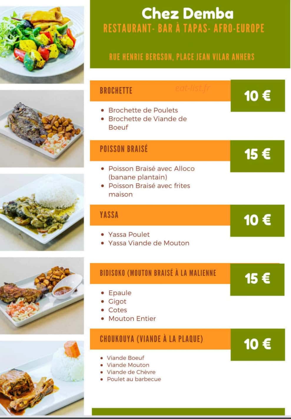 Chez Demba — carte page 1