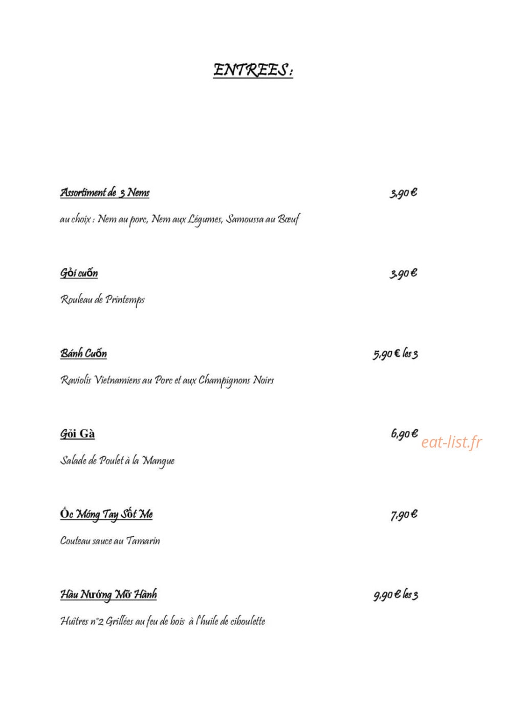 Chez Minh — carte page 1