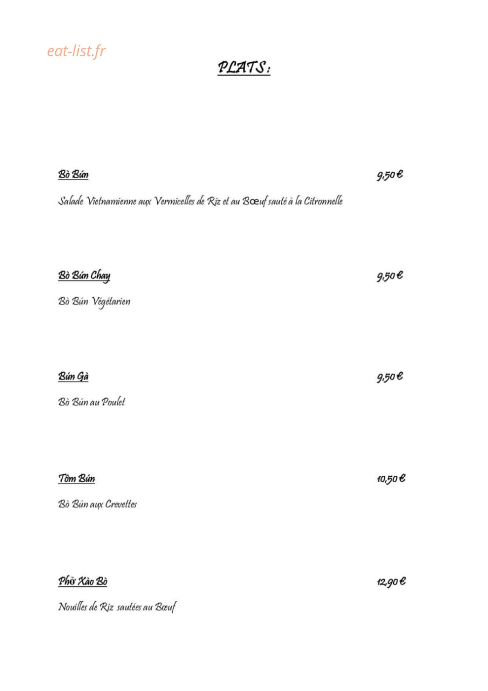 Chez Minh — carte page 2