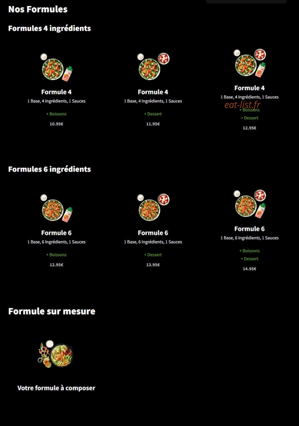 Eat Salad — carte page 1