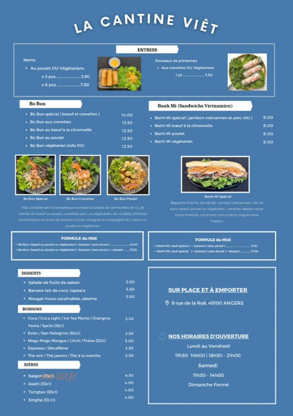 La Cantine Viet — carte page 1