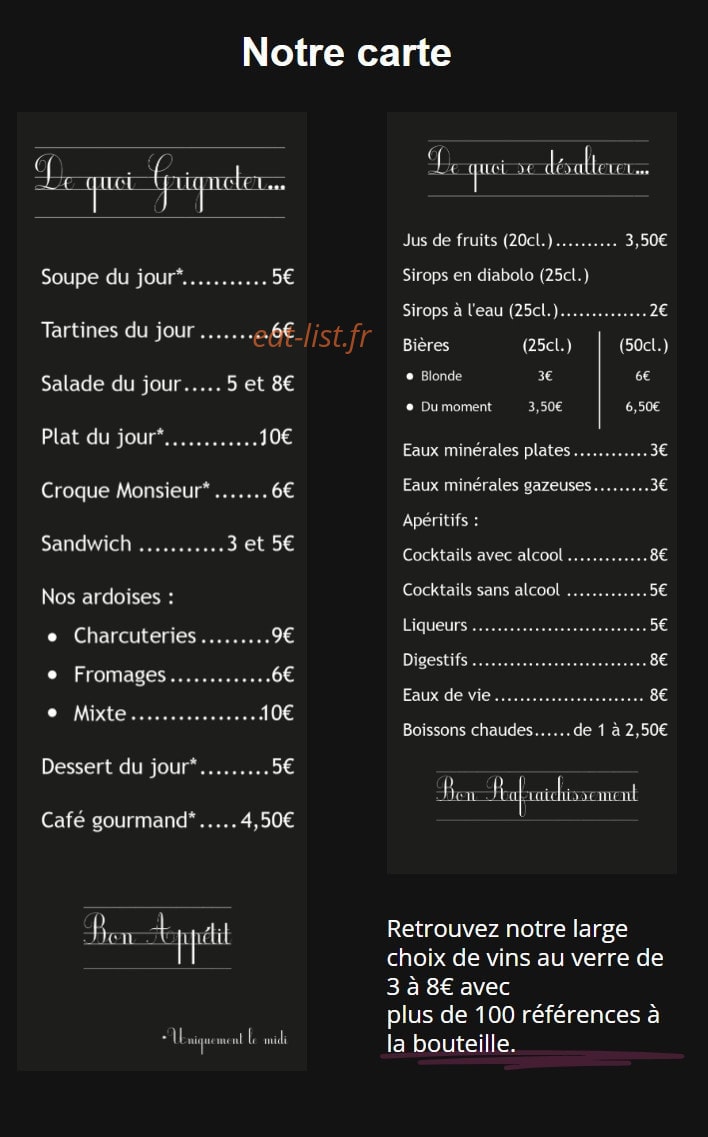 La P'tite Ardoise — carte page 1