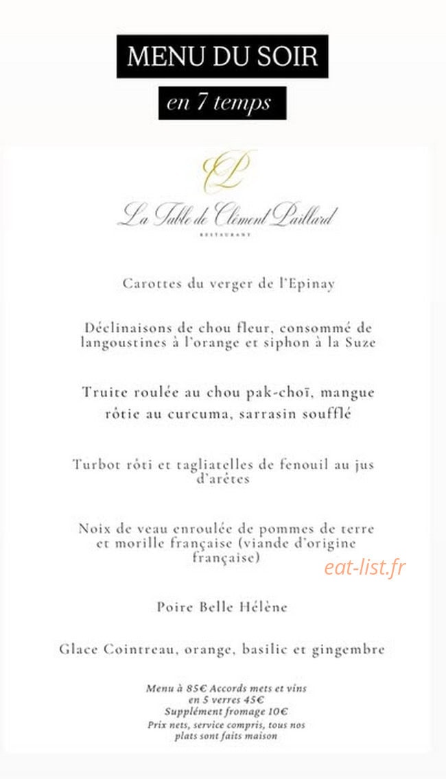 La table de Clément Paillard — carte page 1