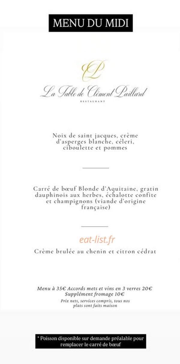 La table de Clément Paillard — carte page 2