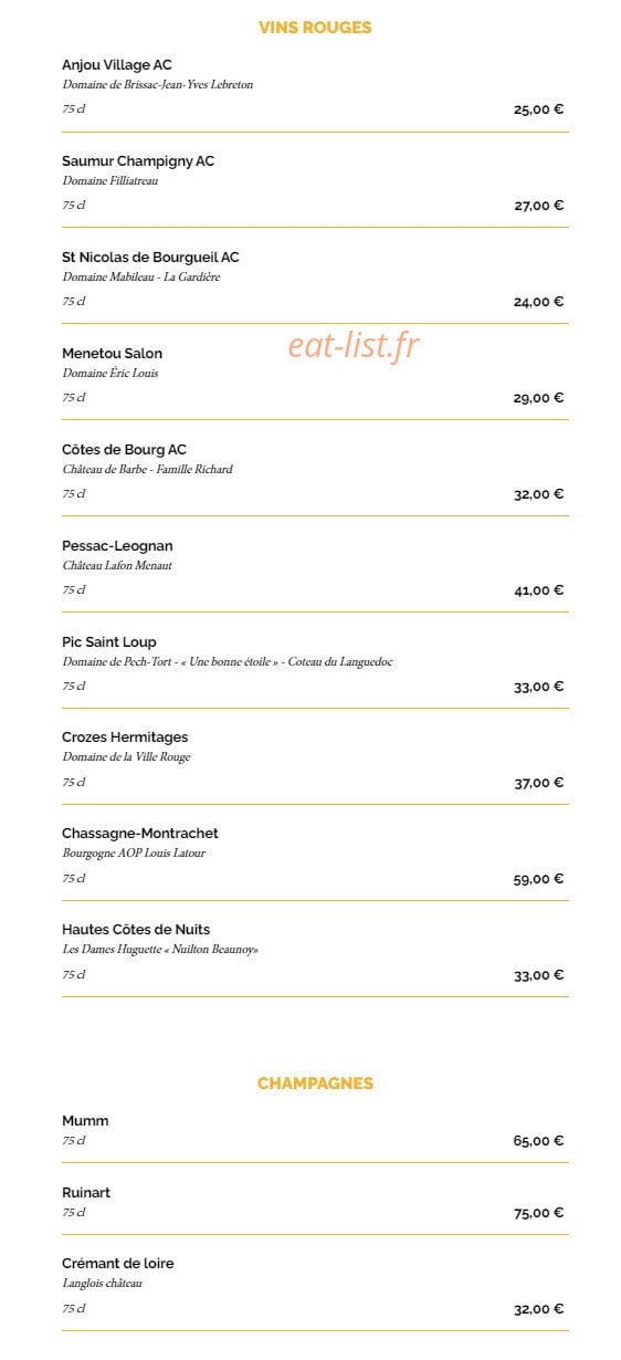 La Taverne — carte page 16