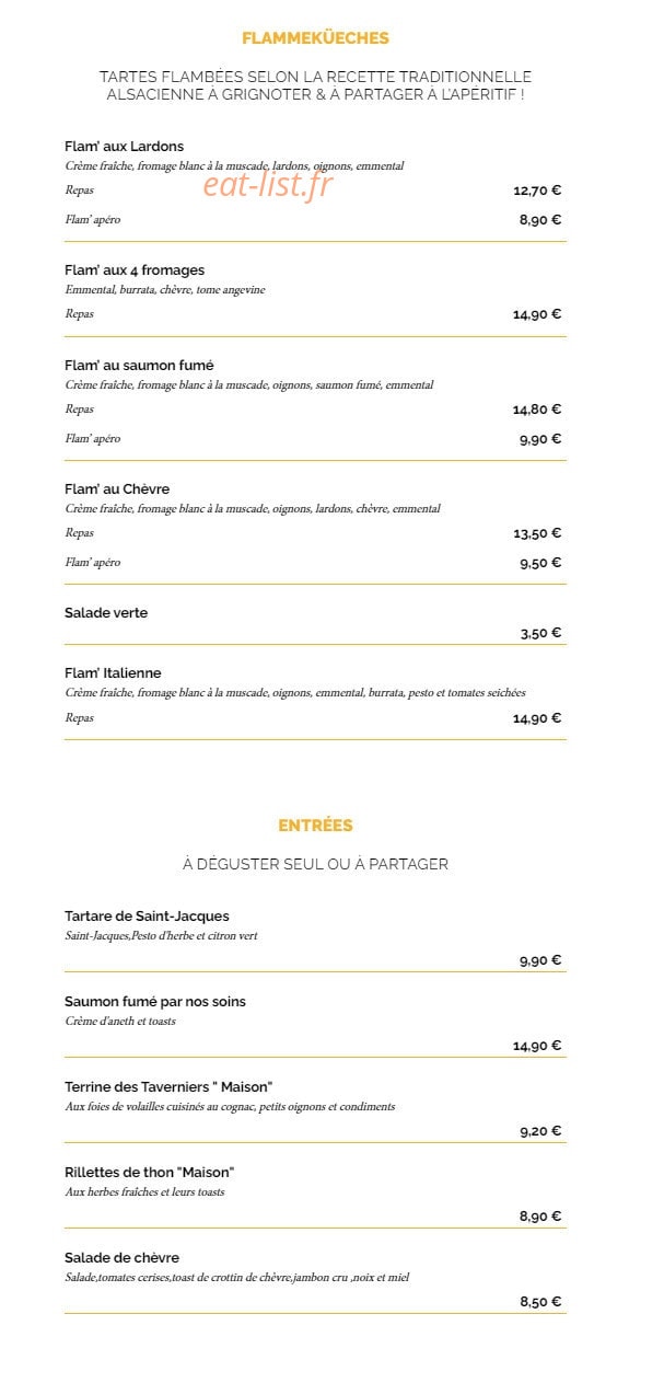 La Taverne — carte page 1