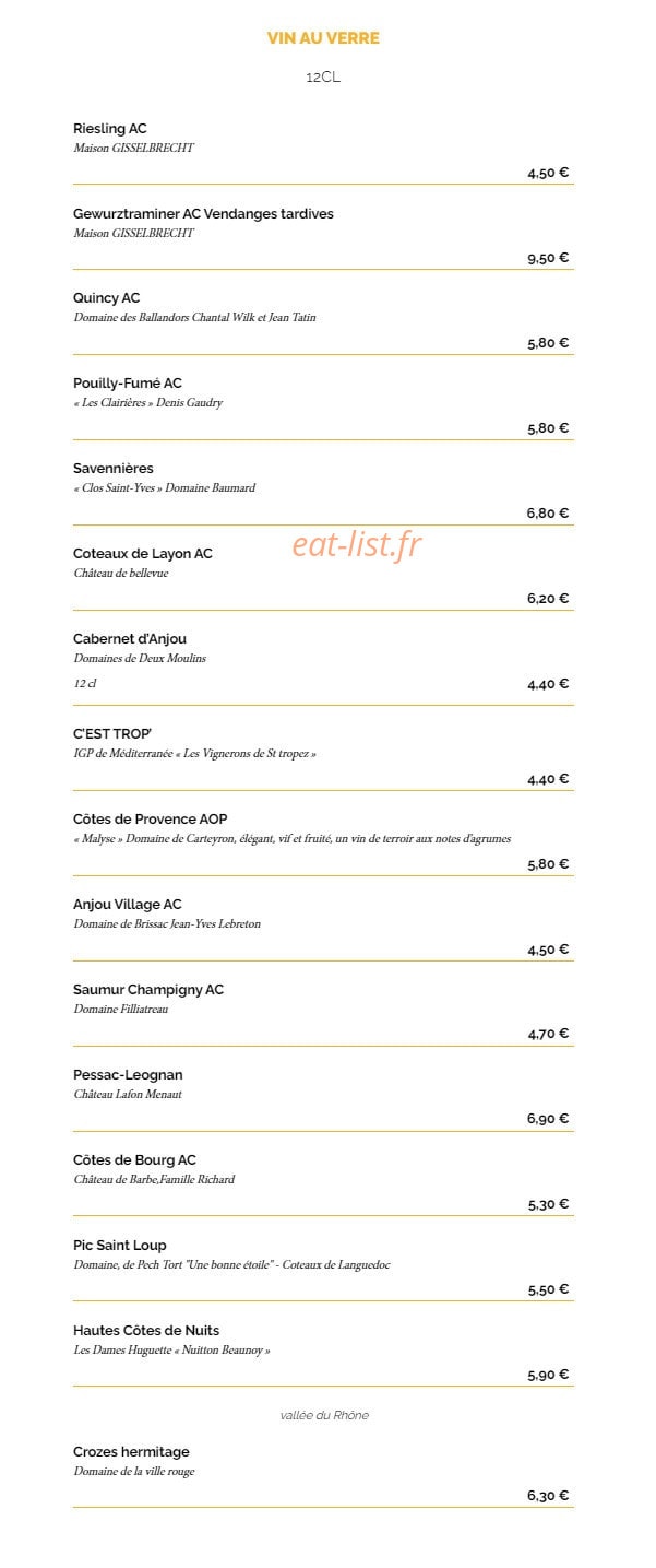 La Taverne — carte page 13