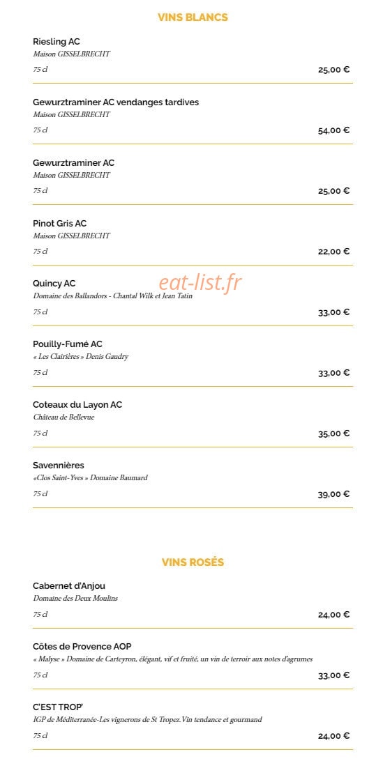 La Taverne — carte page 15