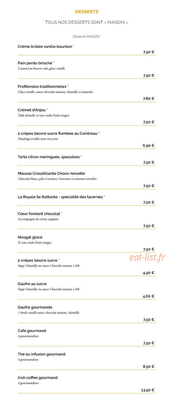 La Taverne — carte page 7