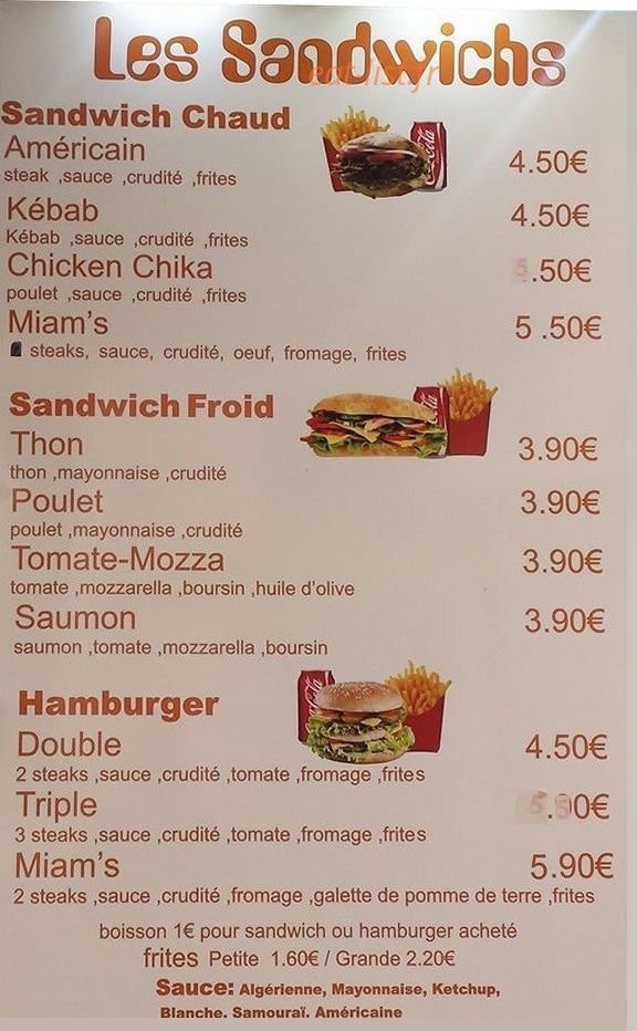 Le miam's — carte page 2